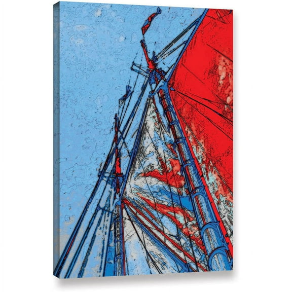 ArtWall Linda Parker "Red Sails At Sea" Gallery-Wrapped Canvas