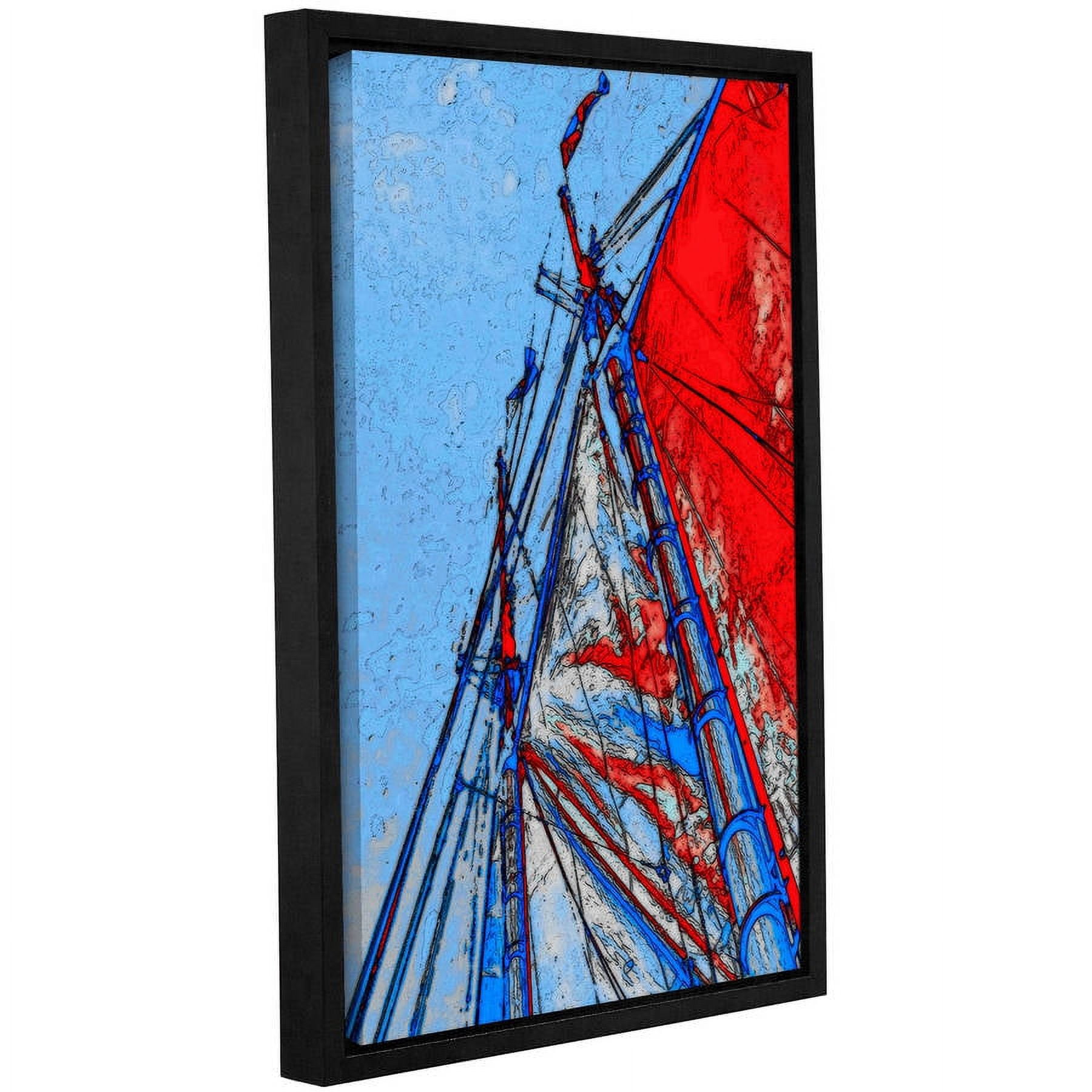 ArtWall Linda Parker "Red Sails At Sea" Gallery-wrapped Floater-framed Canvas
