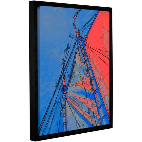 ArtWall Linda Parker "Red Sails At Sea" Gallery-wrapped Floater-framed Canvas