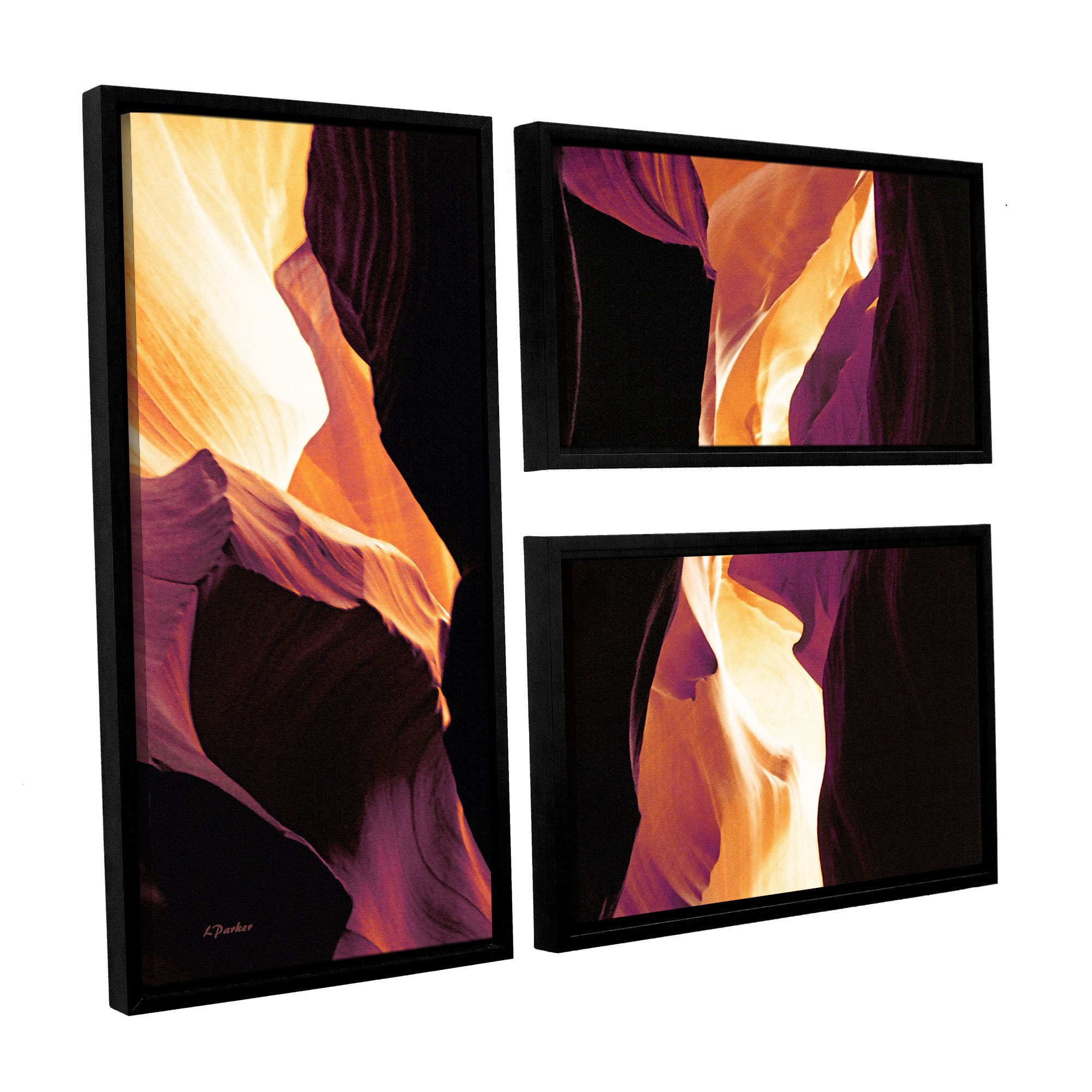 ArtWall Linda Parker "Slot Canyon Light From Above 1" 3-Piece Floater-framed Canvas Flag Set
