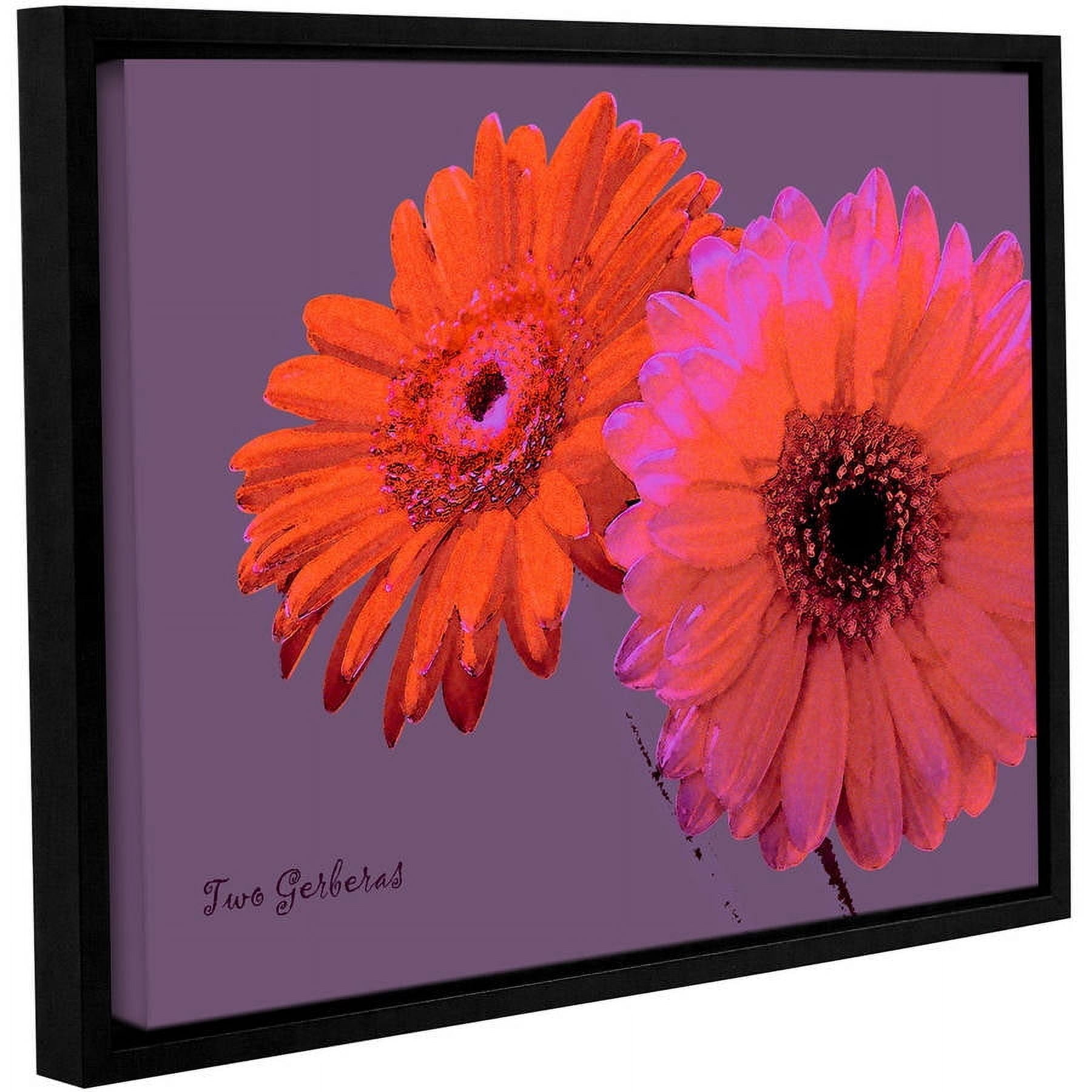 ArtWall Linda Parker "Two Gerberas" Gallery-wrapped Floater-framed Canvas