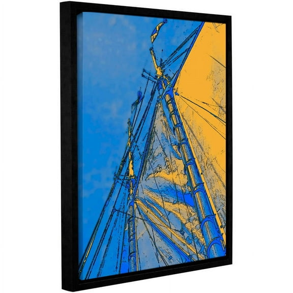 ArtWall Linda Parker "Yellow Sails At Sea" Gallery-wrapped Floater-framed Canvas