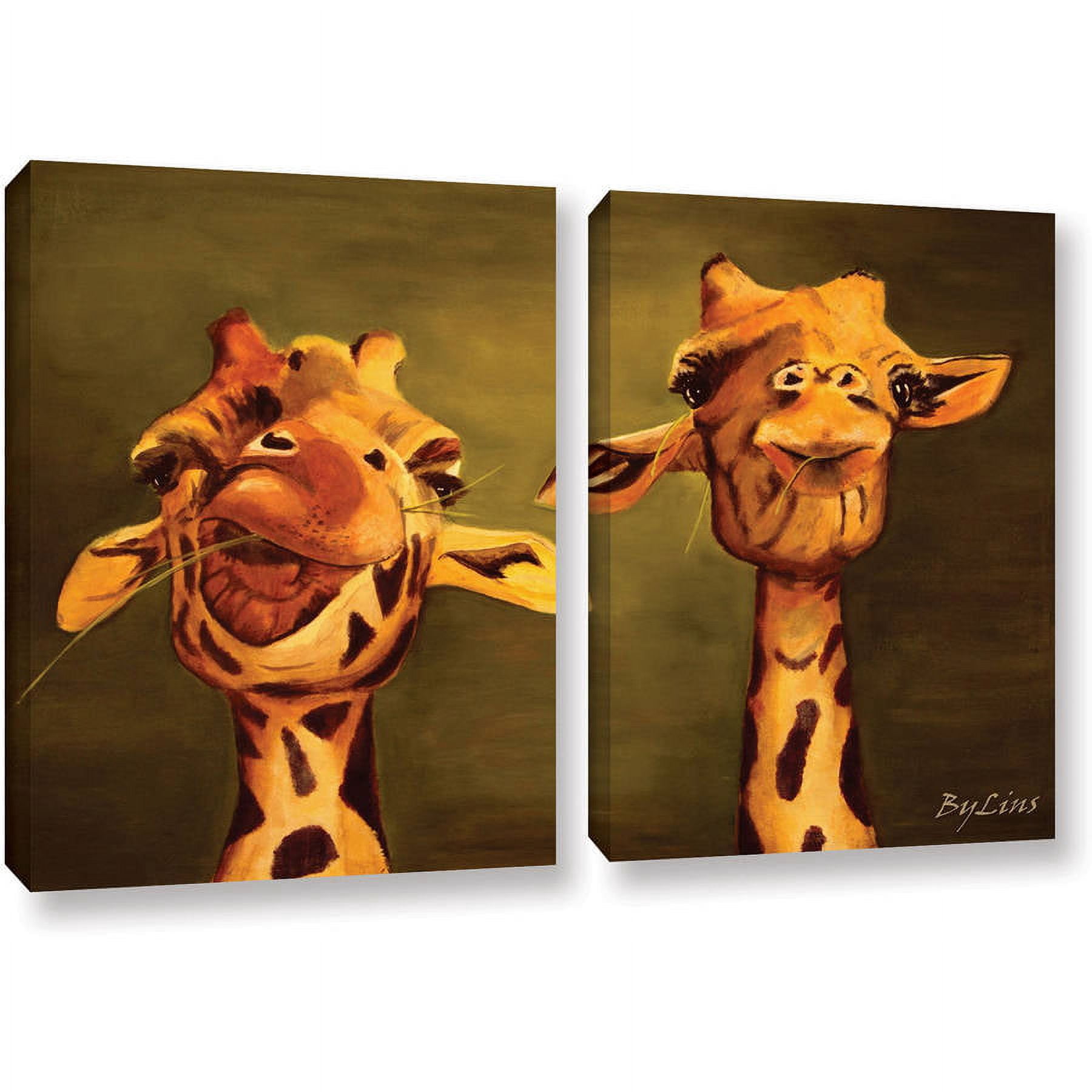 ArtWall Lindsey Janich "Giraffe Buddies" 2-Piece Floater Framed Canvas Set