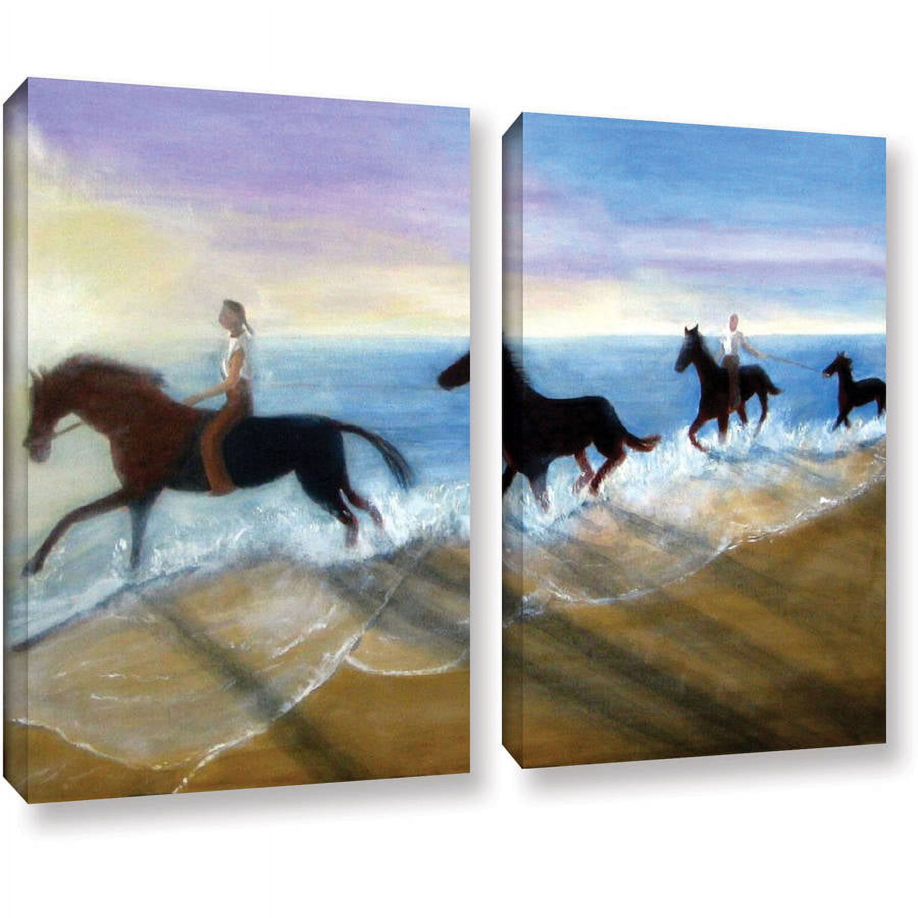 ArtWall Lindsey Janich "Horses on the Beach Painting" 2-Piece Gallery-Wrapped Canvas Set