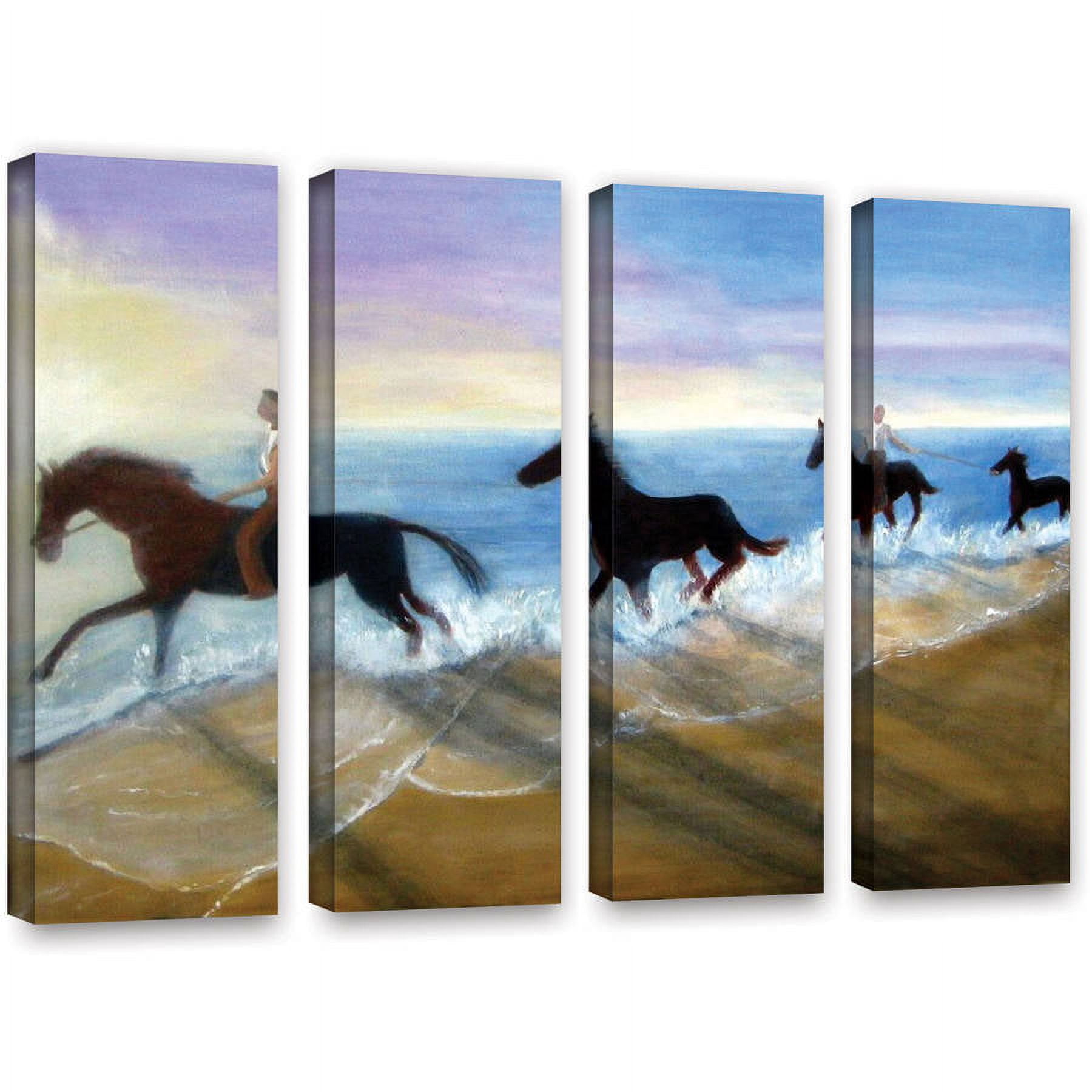 ArtWall Lindsey Janich "Horses on the Beach Painting" 4-Piece Gallery-Wrapped Canvas Set