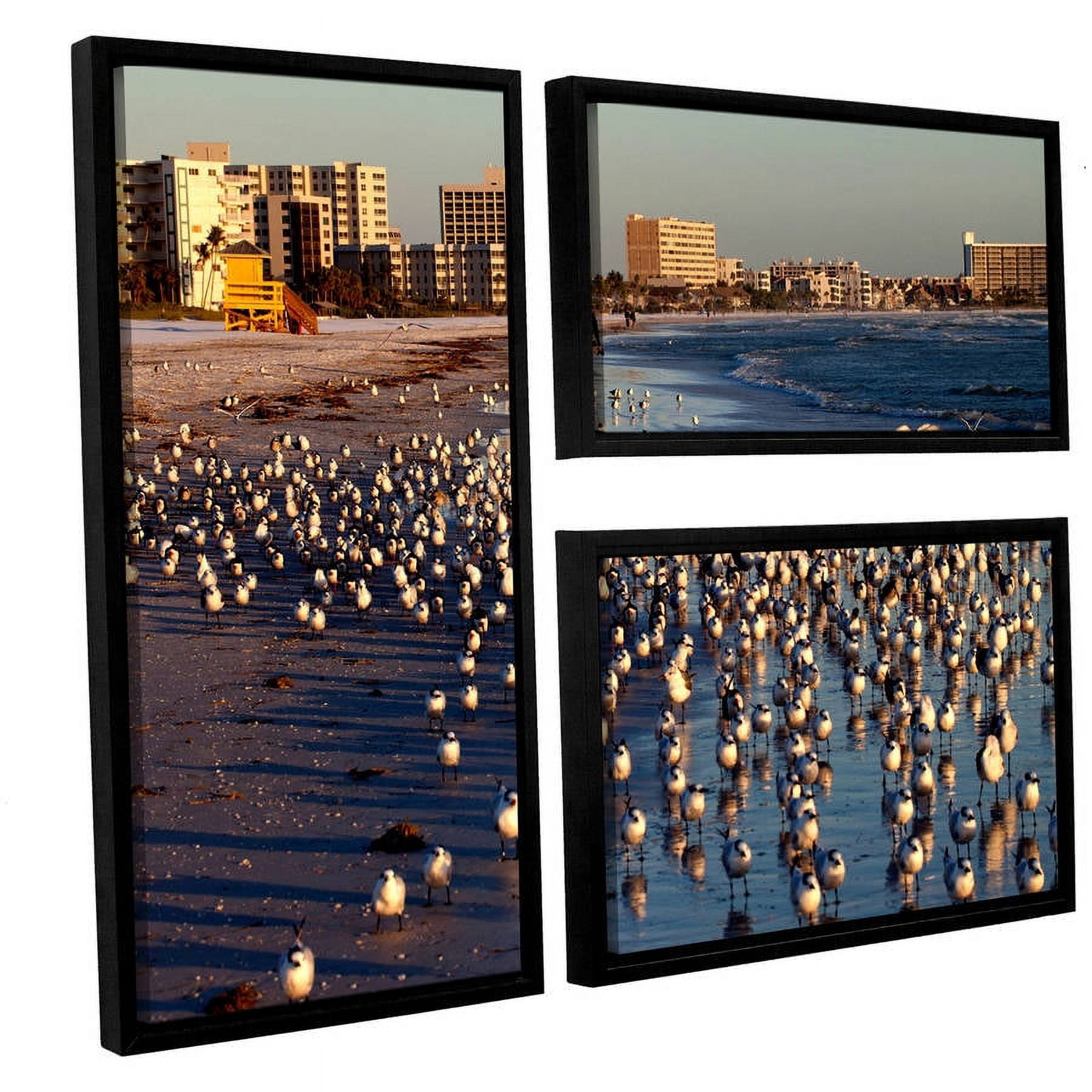 ArtWall Lindsey Janich "Seagulls" 3-Piece Floater Framed Canvas Flag Set