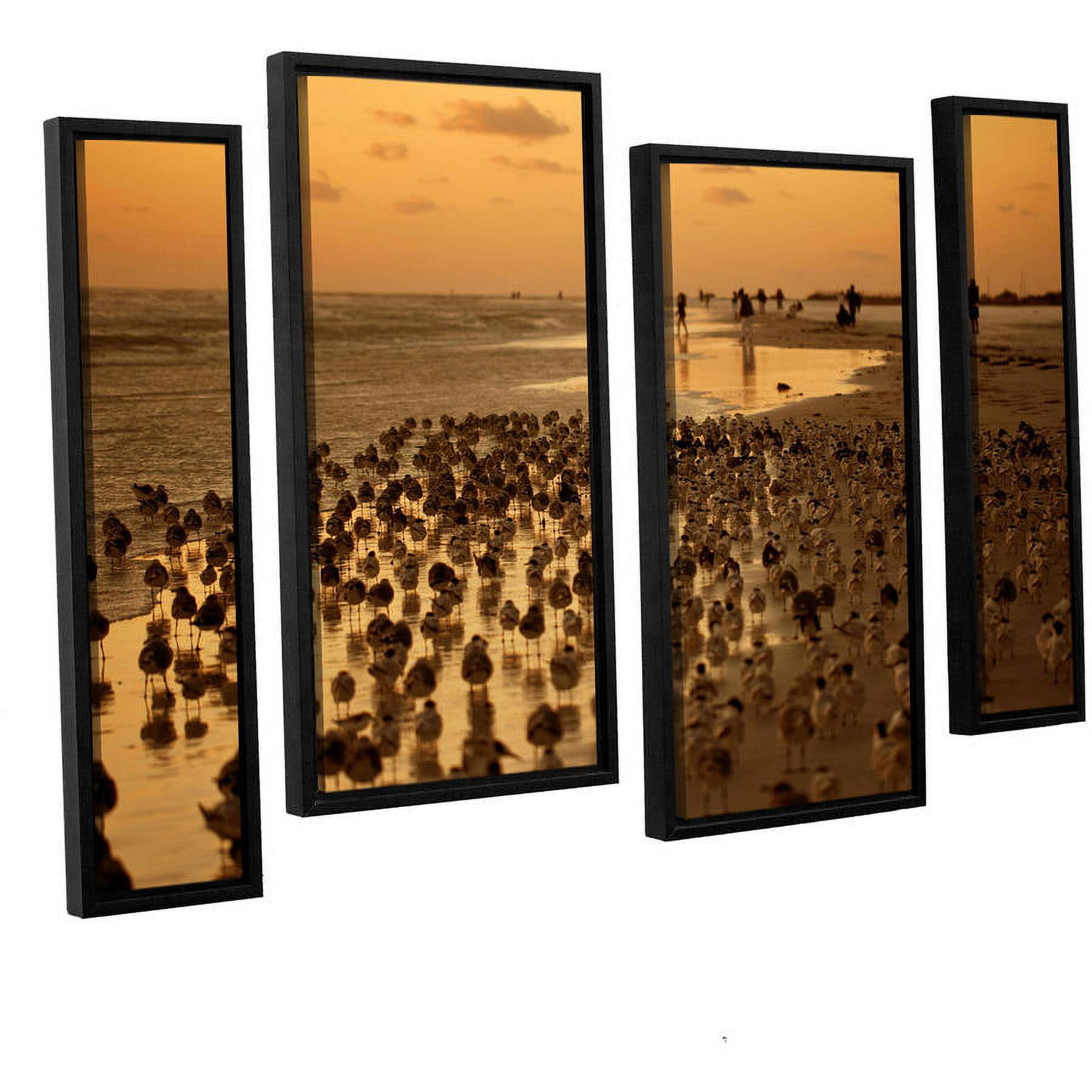 ArtWall Lindsey Janich "Seagulls III" 4-Piece Floater Framed Canvas Staggered Set