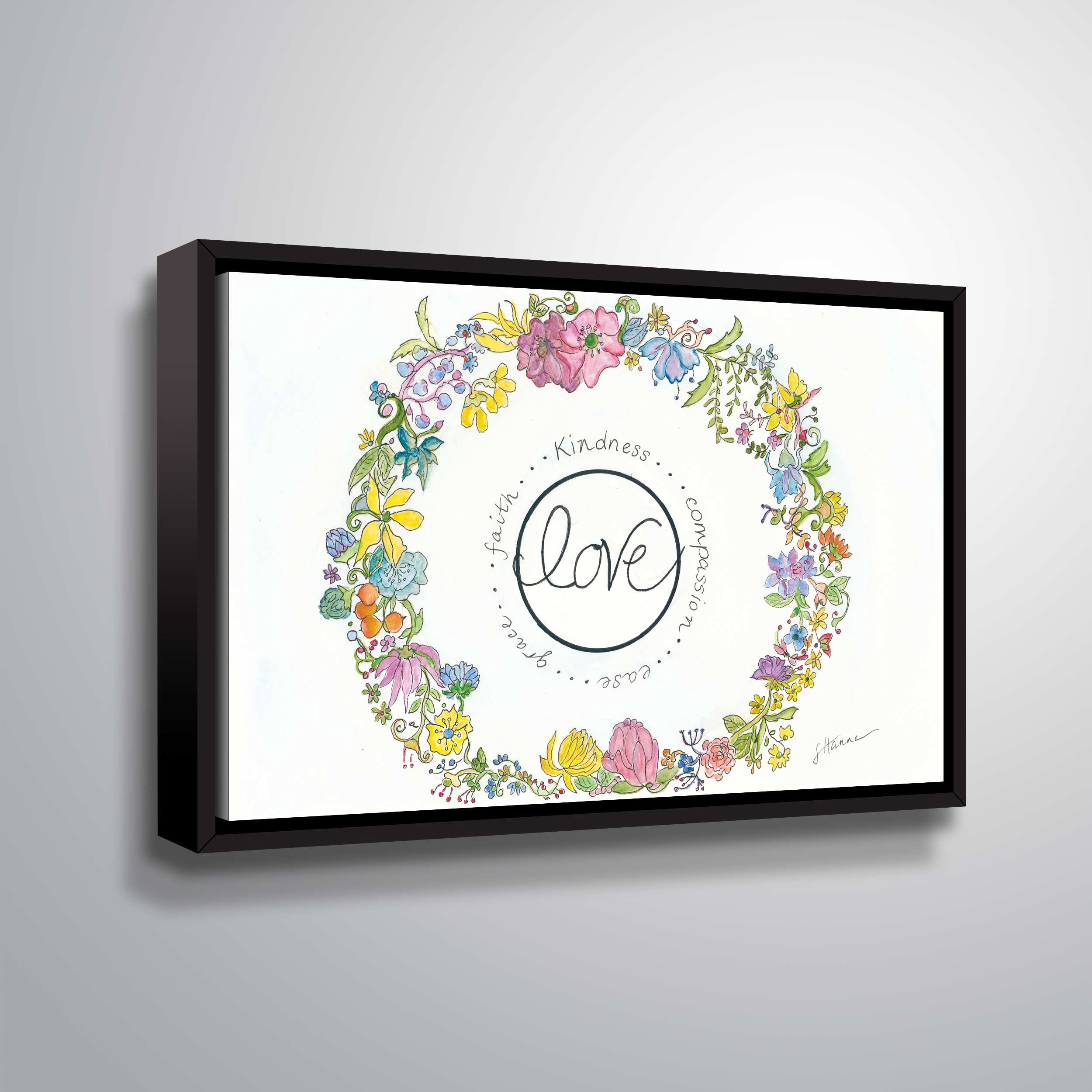 ArtWall Love wreath, Gallery Wrapped Floater-framed Canvas by Lorri Hanna