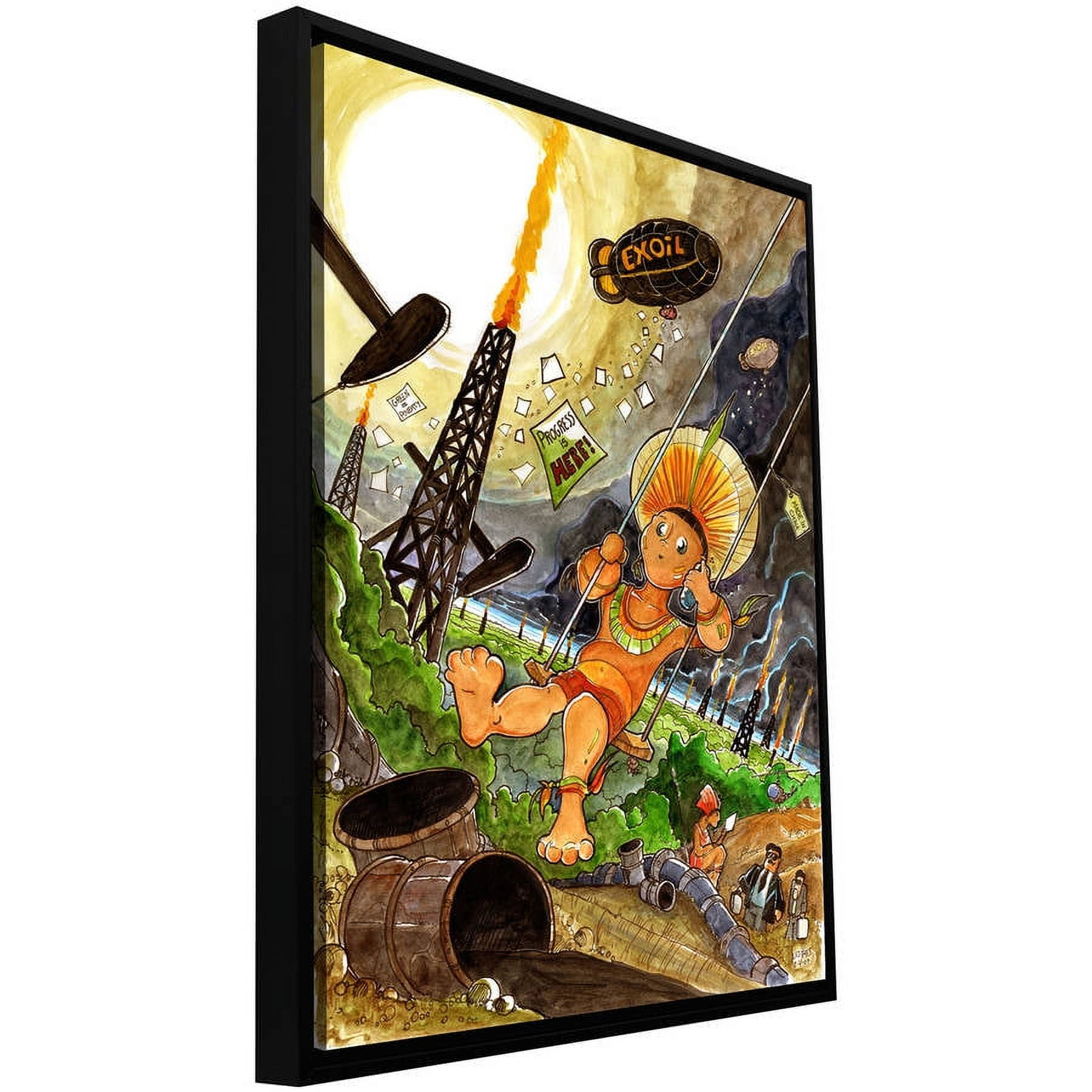 ArtWall Luis Peres "Big Oil 1" Floater Framed Gallery-Wrapped Canvas