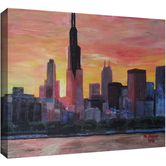 ArtWall Martina and Markus Bleichner "Chicago Sunset Red" Gallery-Wrapped Canvas