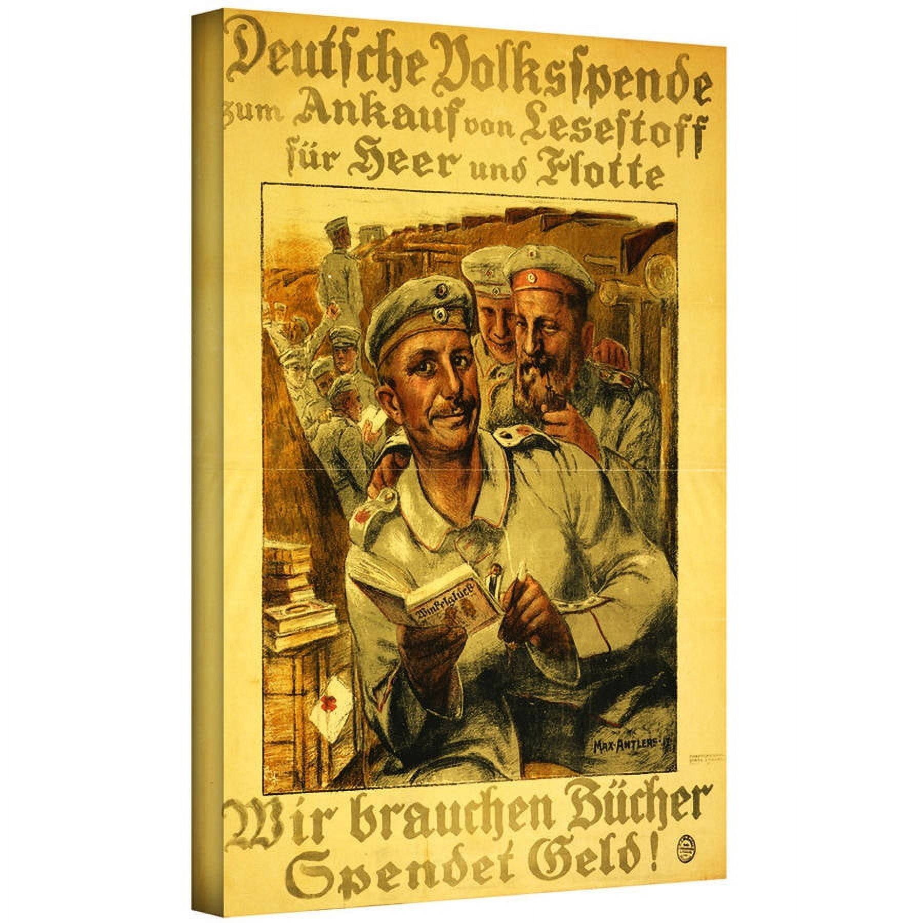 ArtWall Max Antlers "We Need Books, Donate Money! 1917" Gallery-Wrapped Canvas