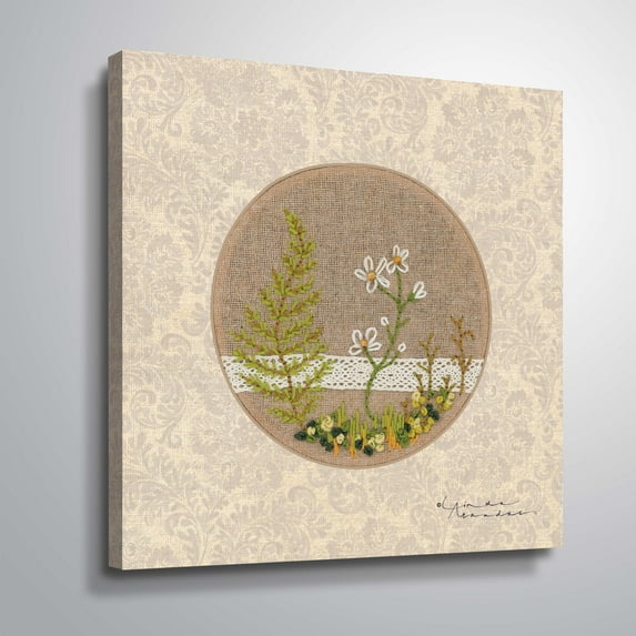 ArtWall Meet me in the woods - stitchery, Gallery Wrapped Canvas by Linda Arandas