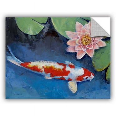 ArtWall Michael Creese "Koi and Water Lily" ArtAppealz Removable Wall Art