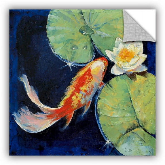 ArtWall Michael Creese "Koi and White Lily" ArtAppealz Removable Wall Art