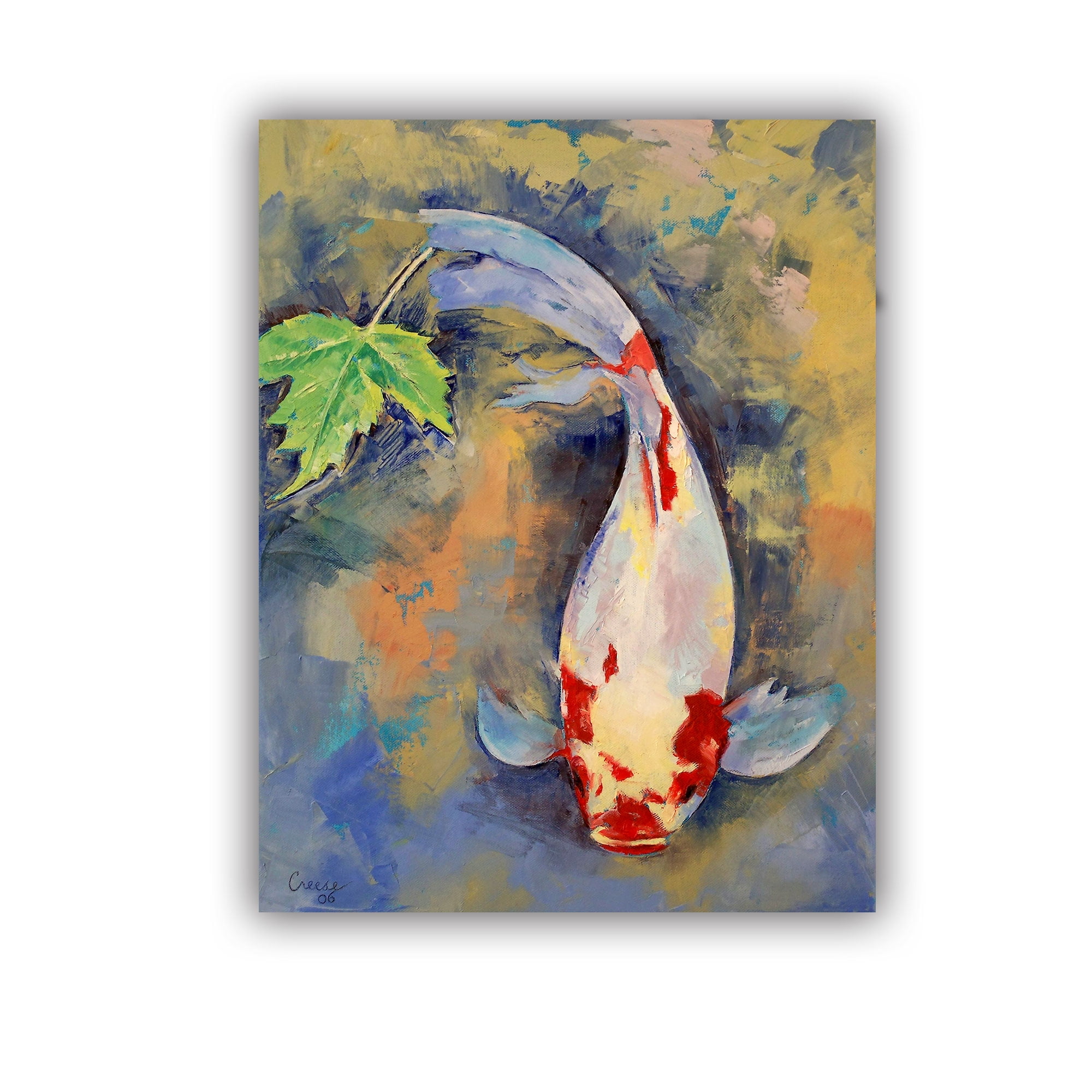 ArtWall Michael Creese Koi with Japanese Maple Leaf Wall Art