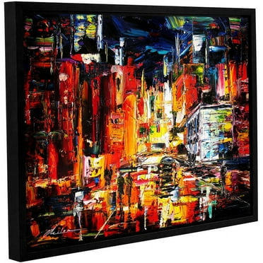 ArtWall Milen Tod "Night On The Town" Gallery-wrapped Floater-framed Canvas