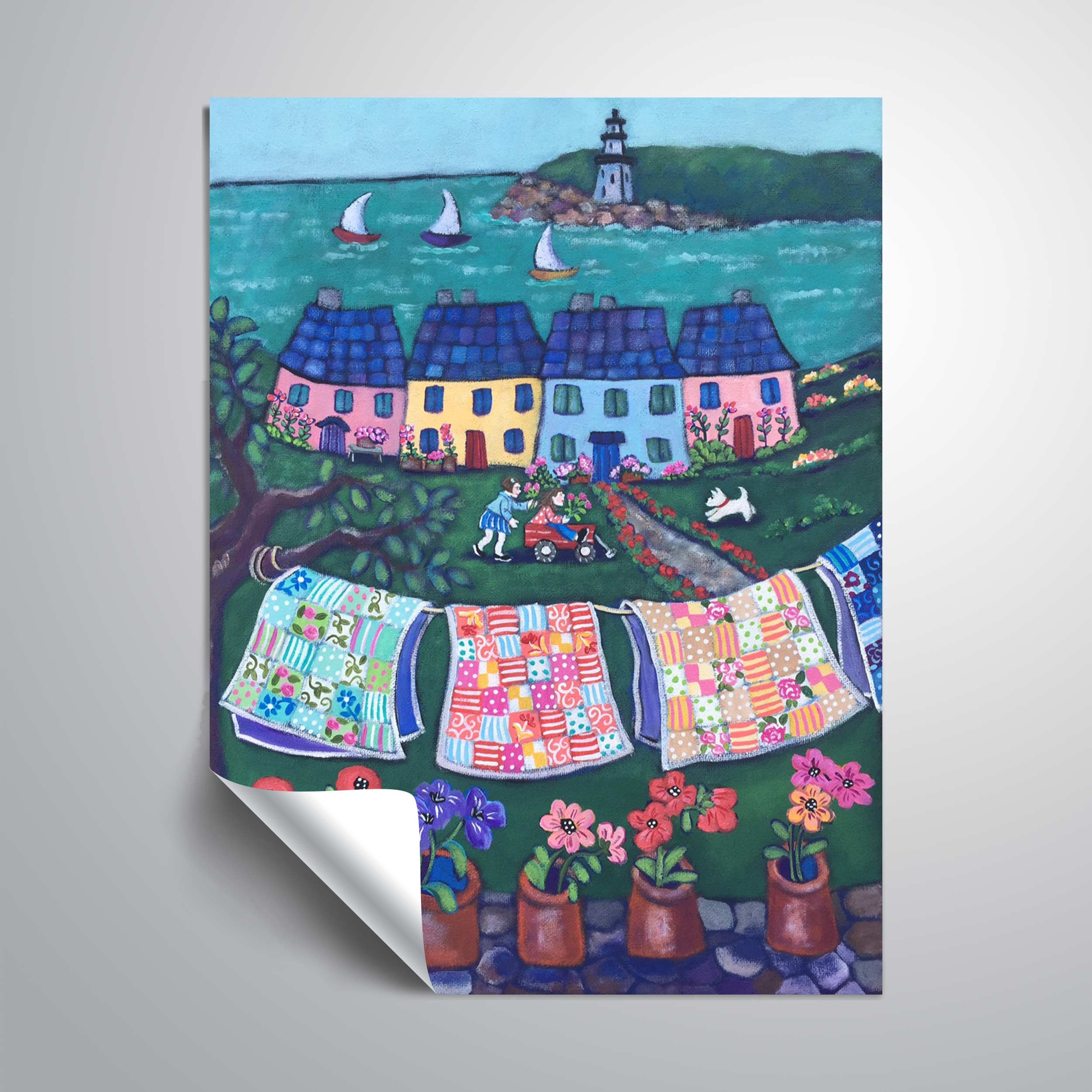 ArtWall More Cottages and Quilts, Removable Wall Art Mural by Holly Wojahn