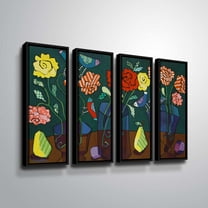 ArtWall More Patterned Roses, 4 Piece Floater Framed Canvas Set by Holly Wojahn
