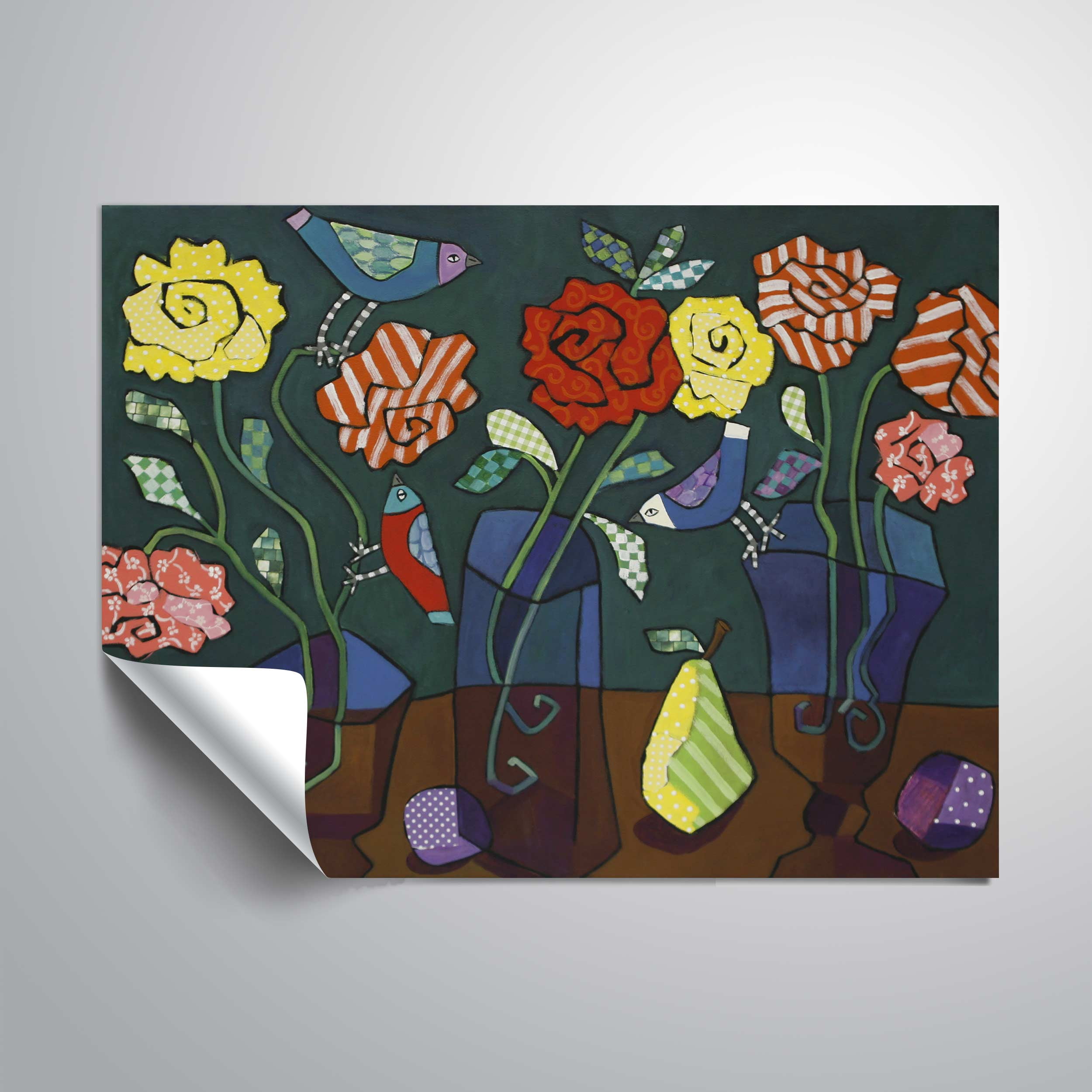ArtWall More Patterned Roses, Removable Wall Art Mural by Holly Wojahn