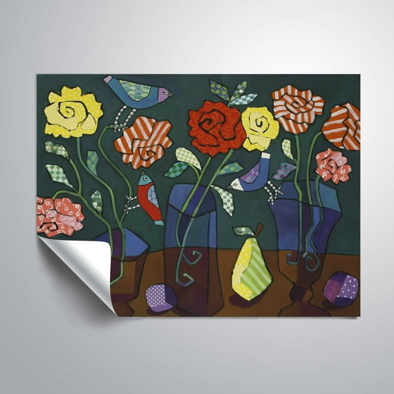 ArtWall More Patterned Roses, Removable Wall Art Mural by Holly Wojahn