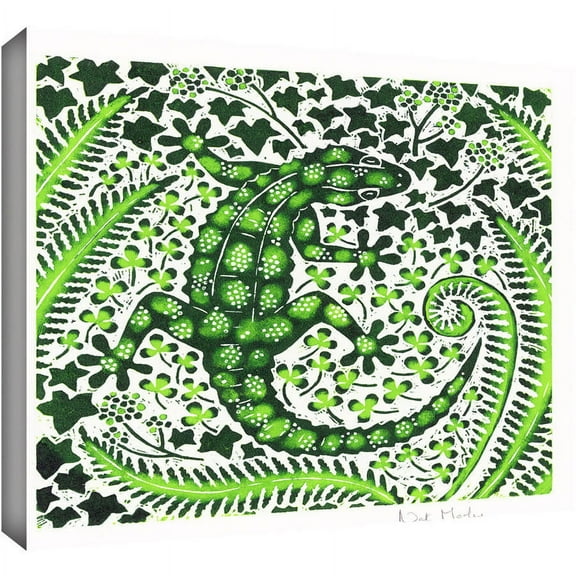 ArtWall Nat Morley "Green Gecko" Gallery-Wrapped Canvas