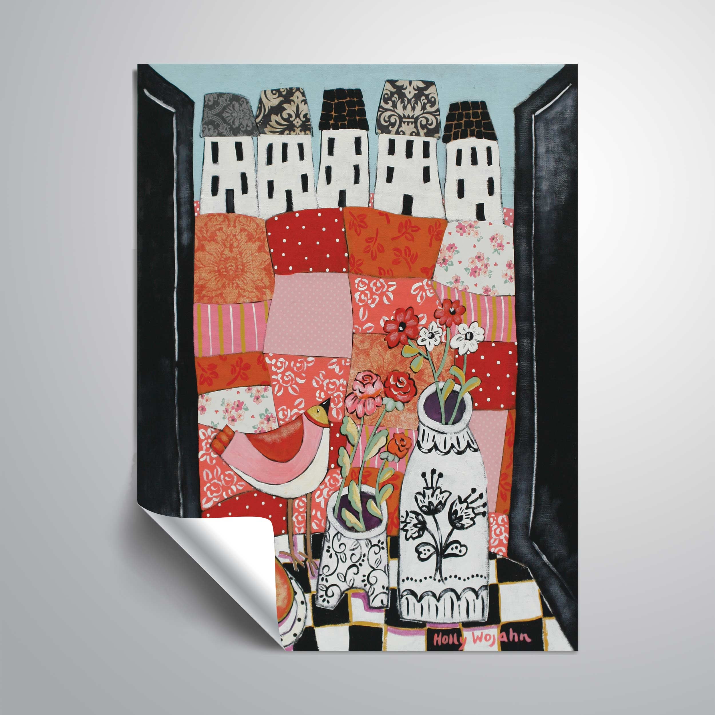 ArtWall Patchwork Landscape En Rose, Removable Wall Art Mural by Holly Wojahn
