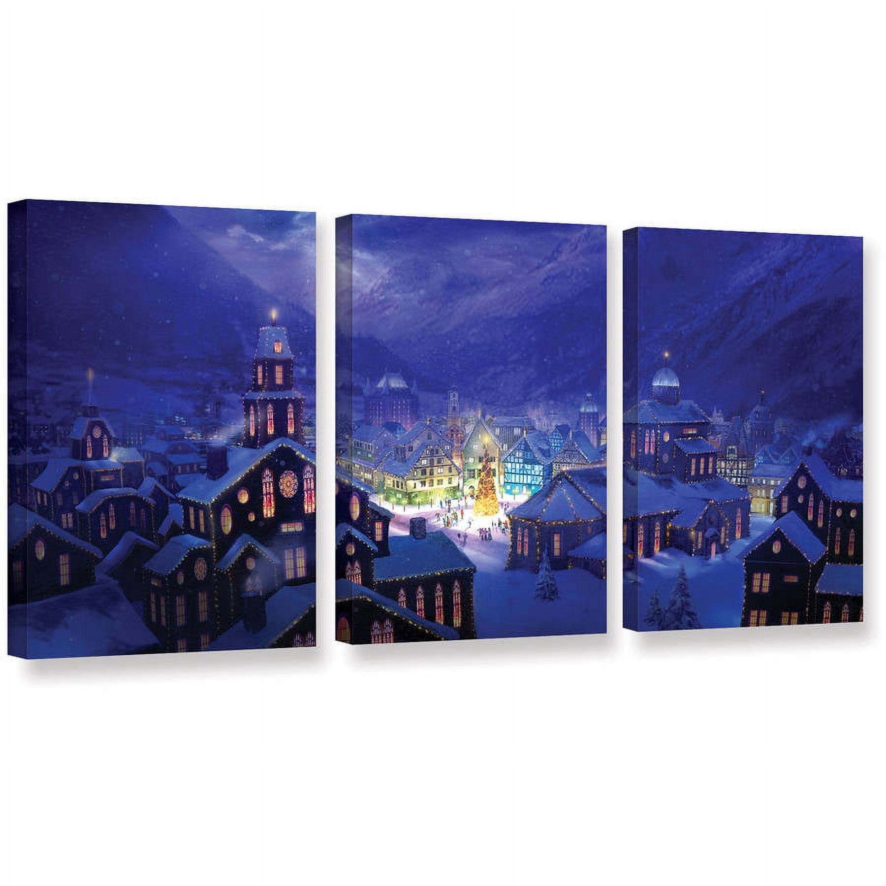 ArtWall Philip Straub "Christmas Town" 3-Piece Gallery-Wrapped Canvas Set