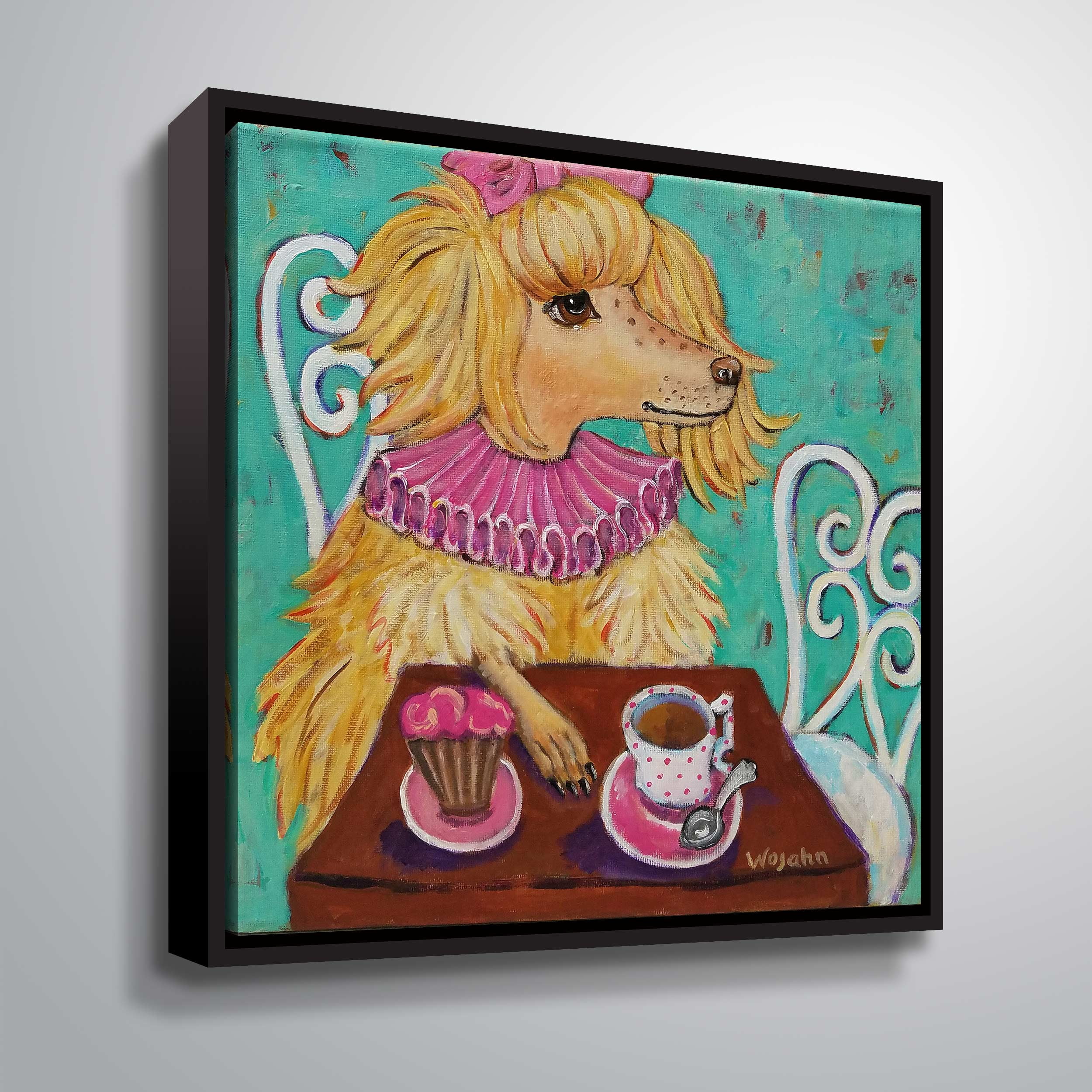 ArtWall Proper poodle, Gallery Wrapped Floater-framed Canvas by Holly Wojahn