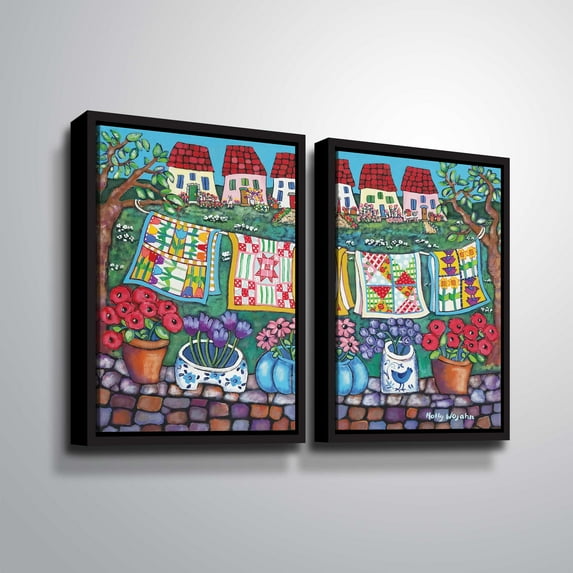 ArtWall Quilts, 2 Piece Floater Framed Canvas Set by Holly Wojahn