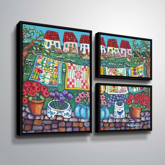 ArtWall Quilts, 3 Piece Floater Framed Canvas Flag Set by Holly Wojahn