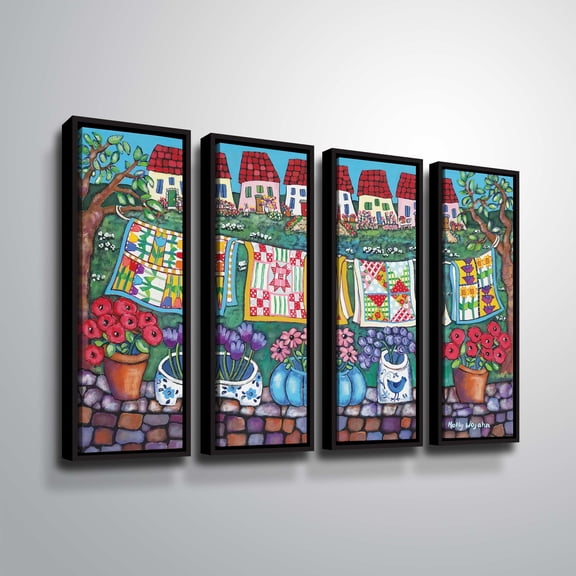 ArtWall Quilts, 4 Piece Floater Framed Canvas Set by Holly Wojahn