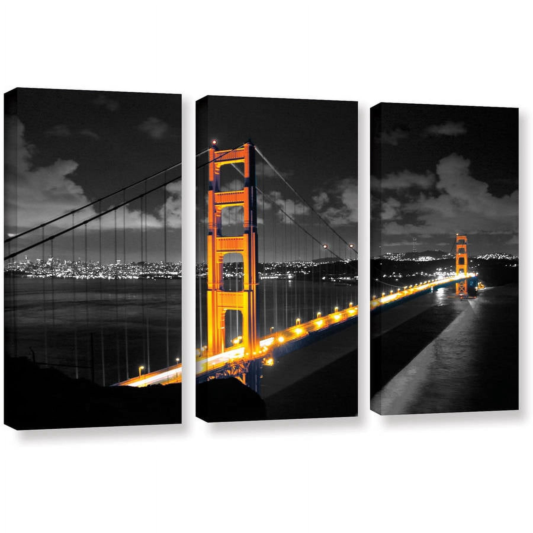 ArtWall Revolver Ocelot "San Fransico Bridge I" 3 Piece Gallery-Wrapped Canvas