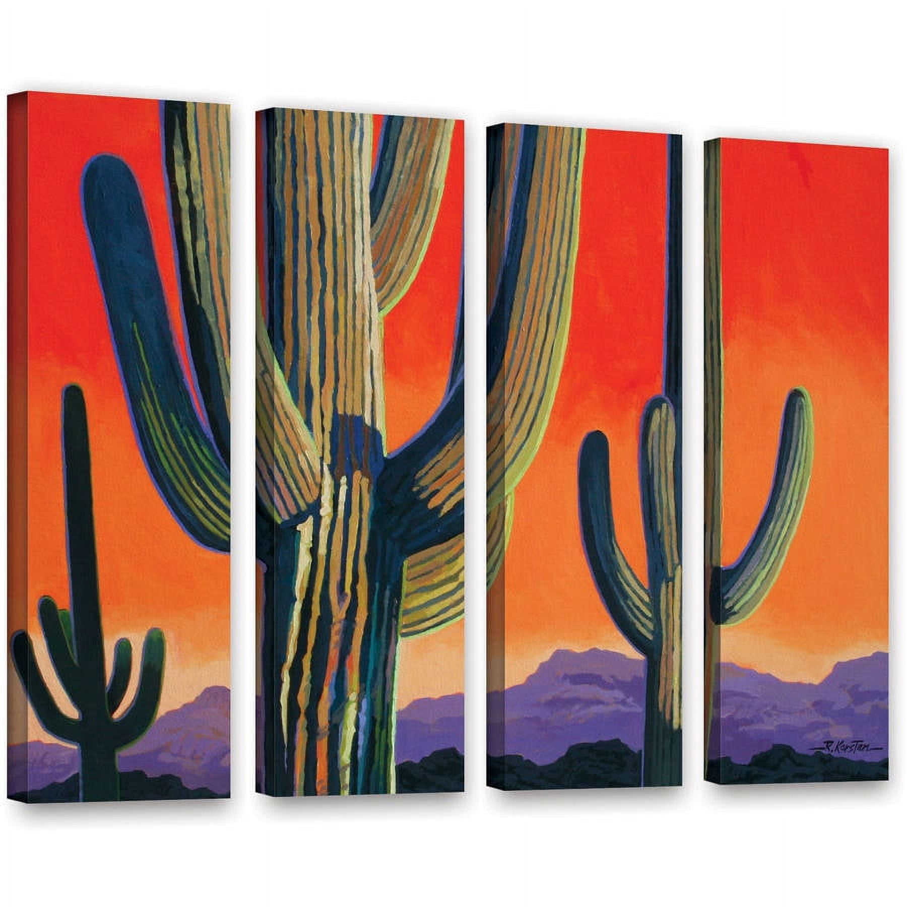 ArtWall Rick Kersten "Saguaro Dawn" 4-Piece Gallery-wrapped Canvas Set