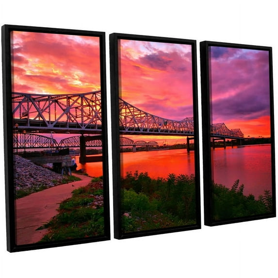 ArtWall Steve Ainsworth "Bridges At Sunrise" 3-Piece Floater-framed Canvas Set
