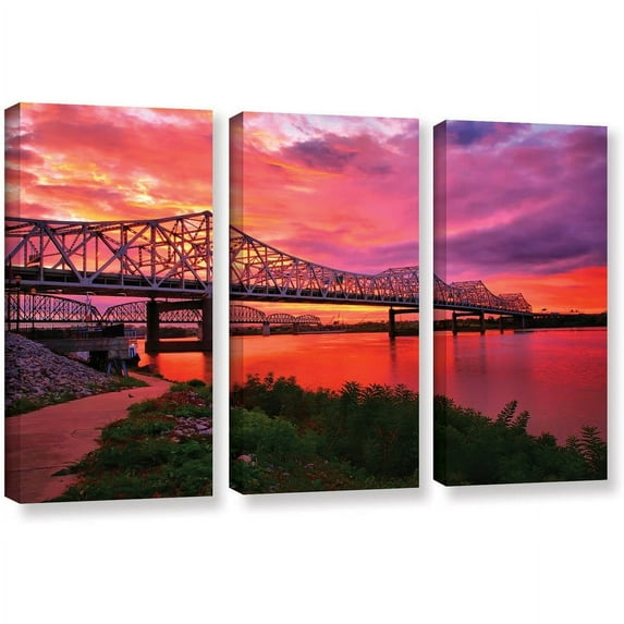 ArtWall Steve Ainsworth "Bridges At Sunrise" 3-Piece Gallery-wrapped Canvas Set