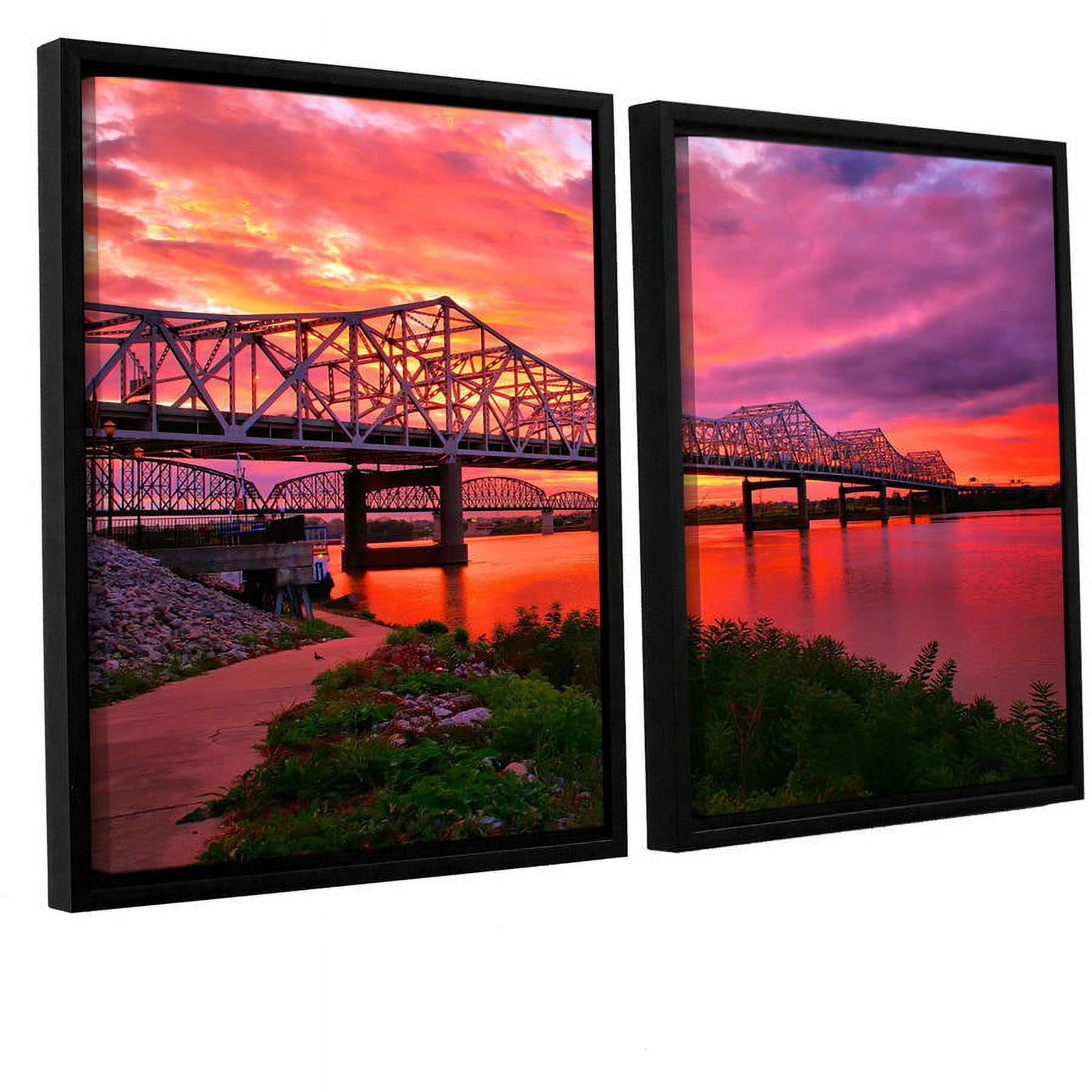 ArtWall Steve Ainsworth "Bridges at Sunrise" 2-Piece Floater Framed Canvas Set