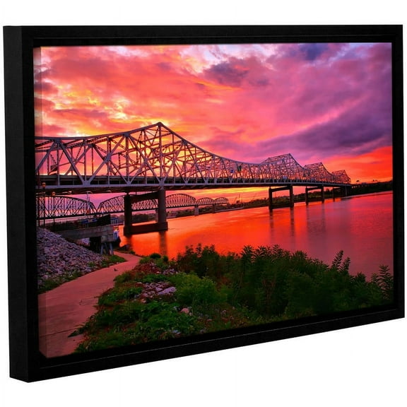 ArtWall Steve Ainsworth "Bridges at Sunrise" Gallery-Wrapped Floater-Framed Canvas
