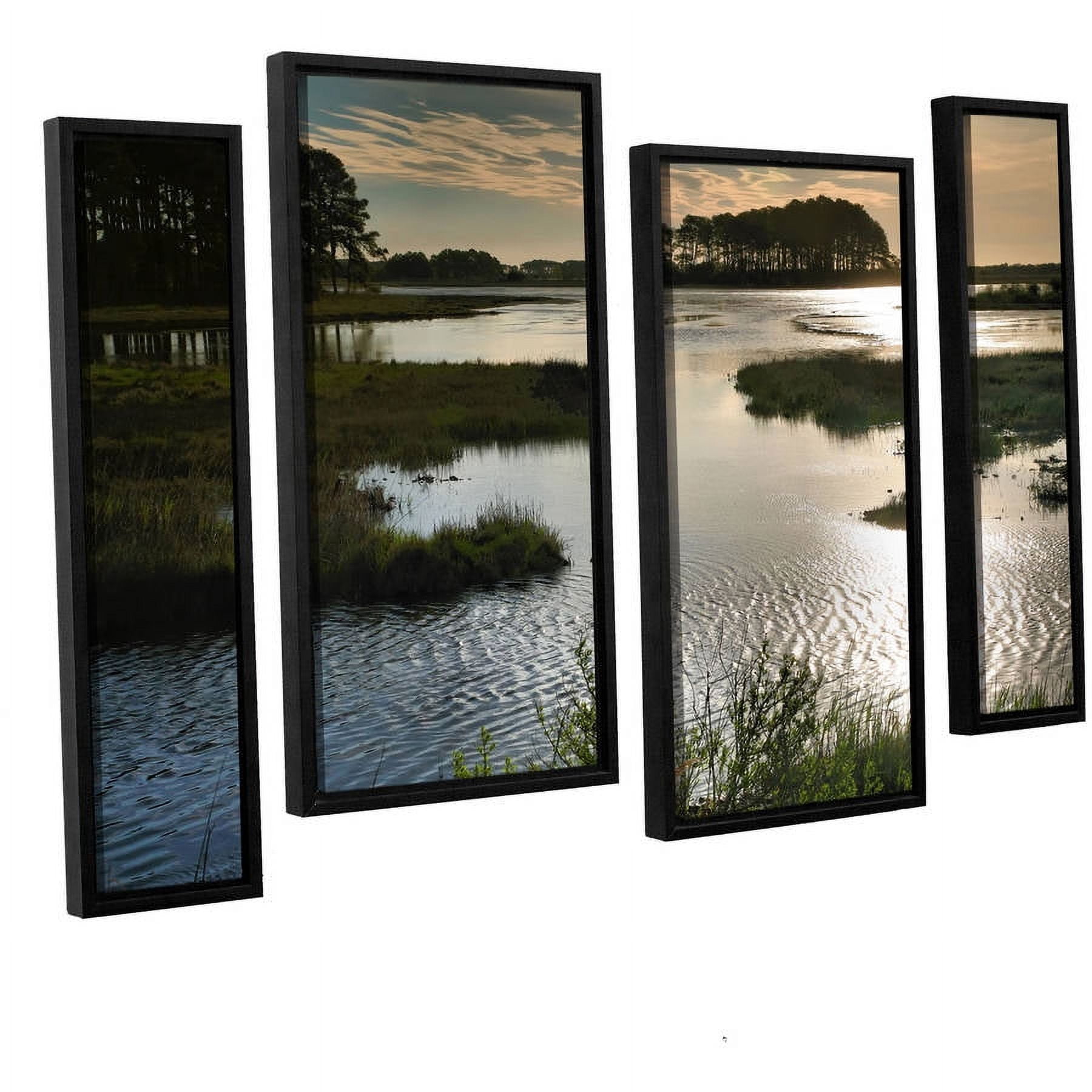 ArtWall Steve Ainsworth "Early Morning on Beach Drive II" 4-Piece Floater Framed Canvas Staggered Set