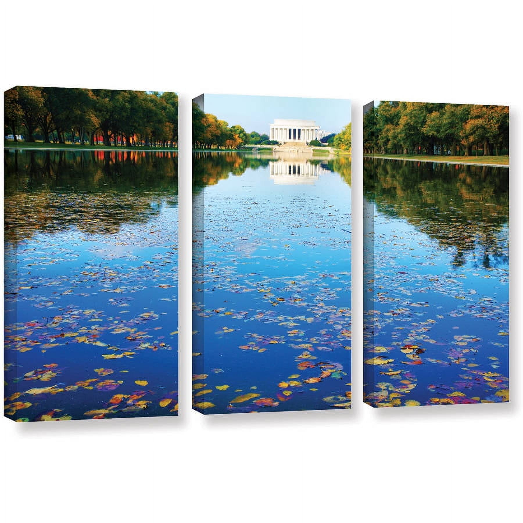 ArtWall Steve Ainsworth "Lincoln Memorial And Reflecting Pool I" 3-Piece Gallery-wrapped Canvas Set