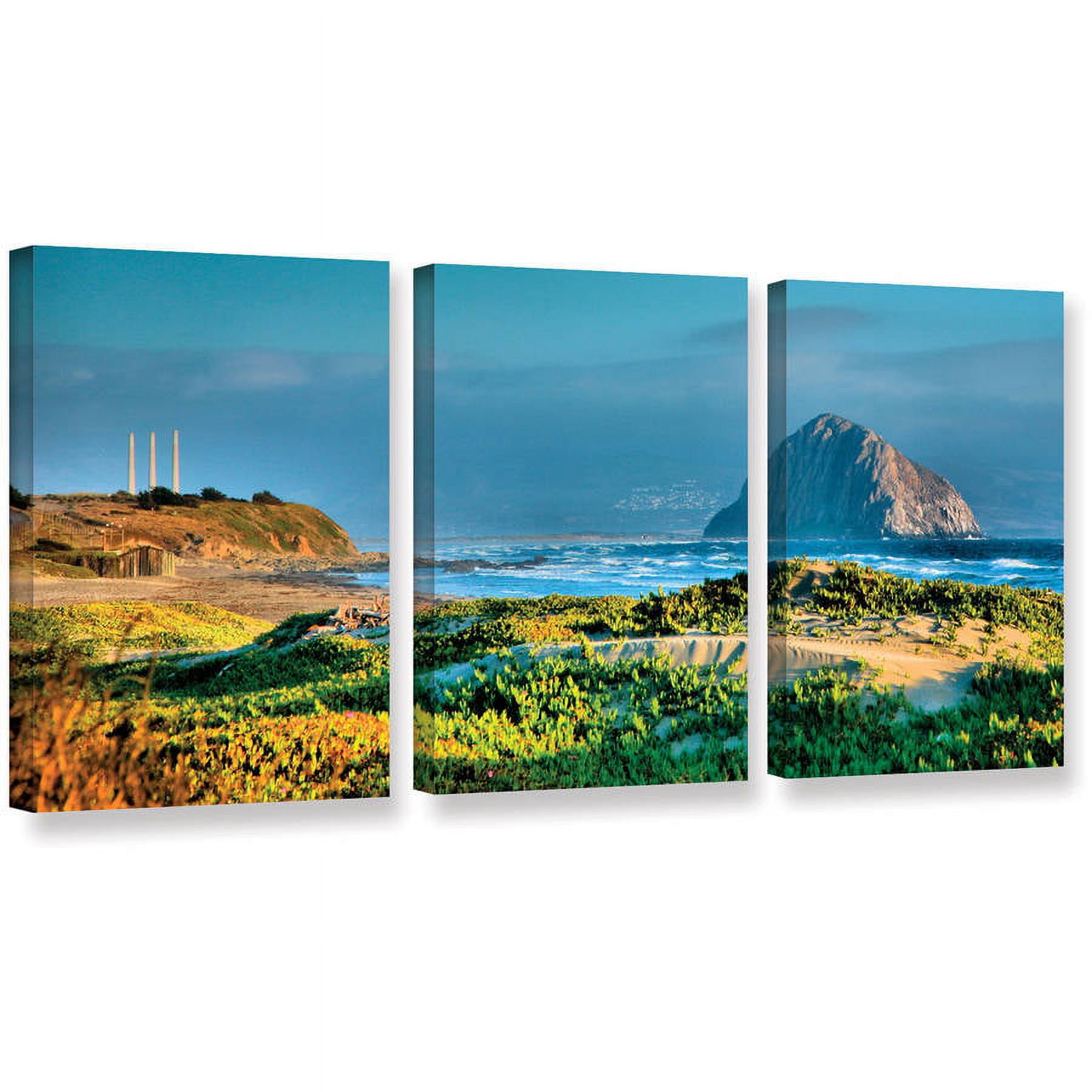 ArtWall Steve Ainsworth "Morro Rock and Beach" 3-Piece Gallery-Wrapped Canvas Set