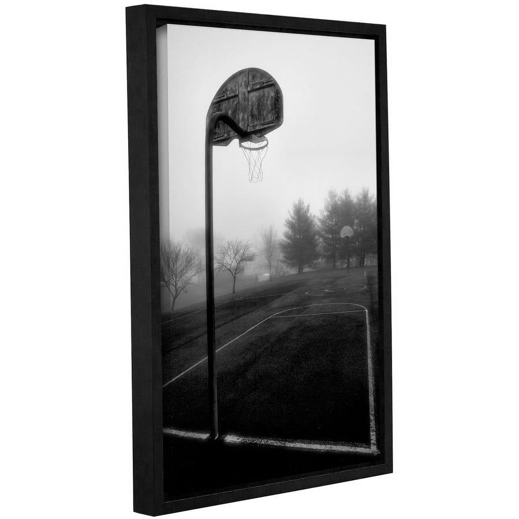 Black and White Framed Basketball Court Canvas Print