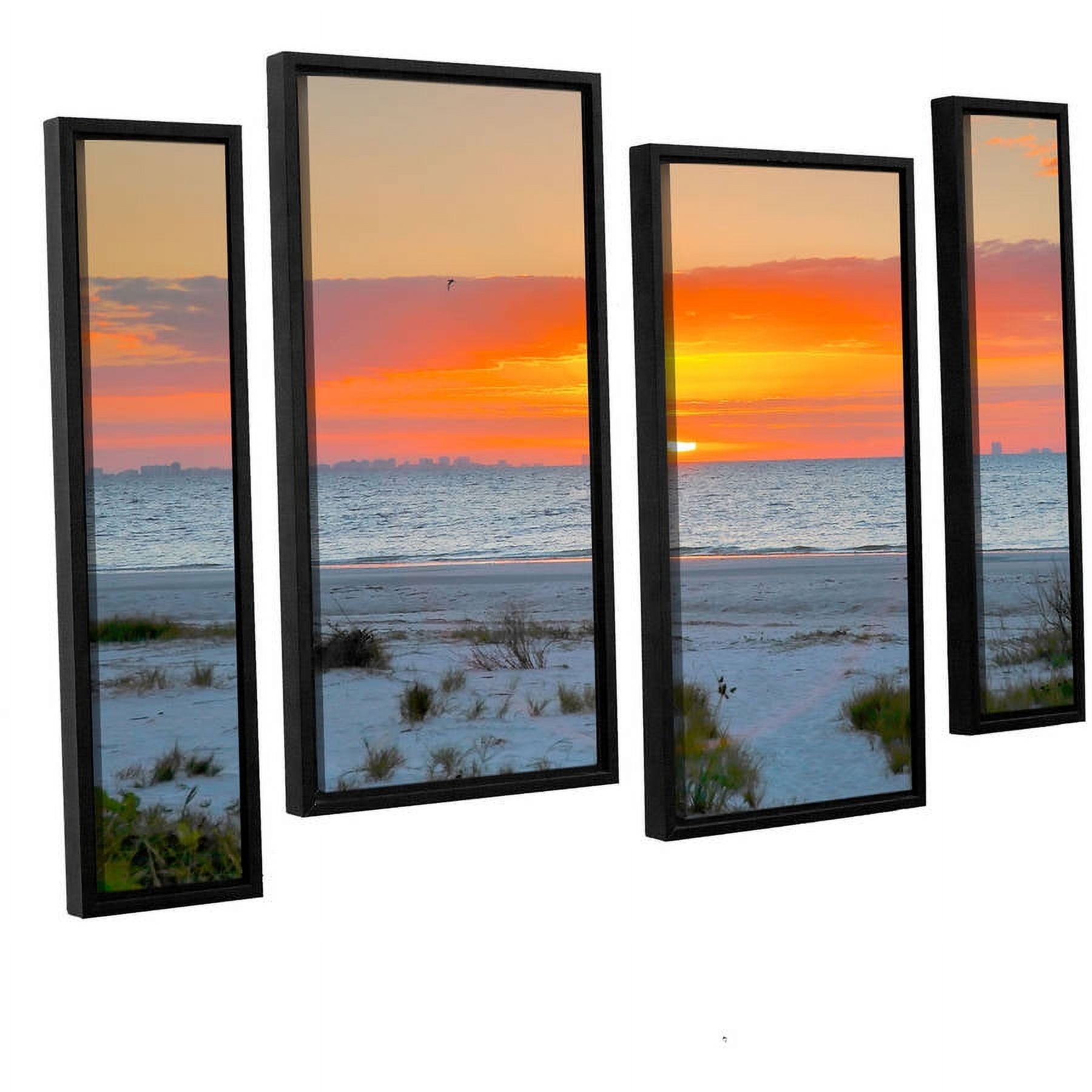 ArtWall Steve Ainsworth "Sanibel Sunrise IV" 4-Piece Floater Framed Canvas Staggered Set