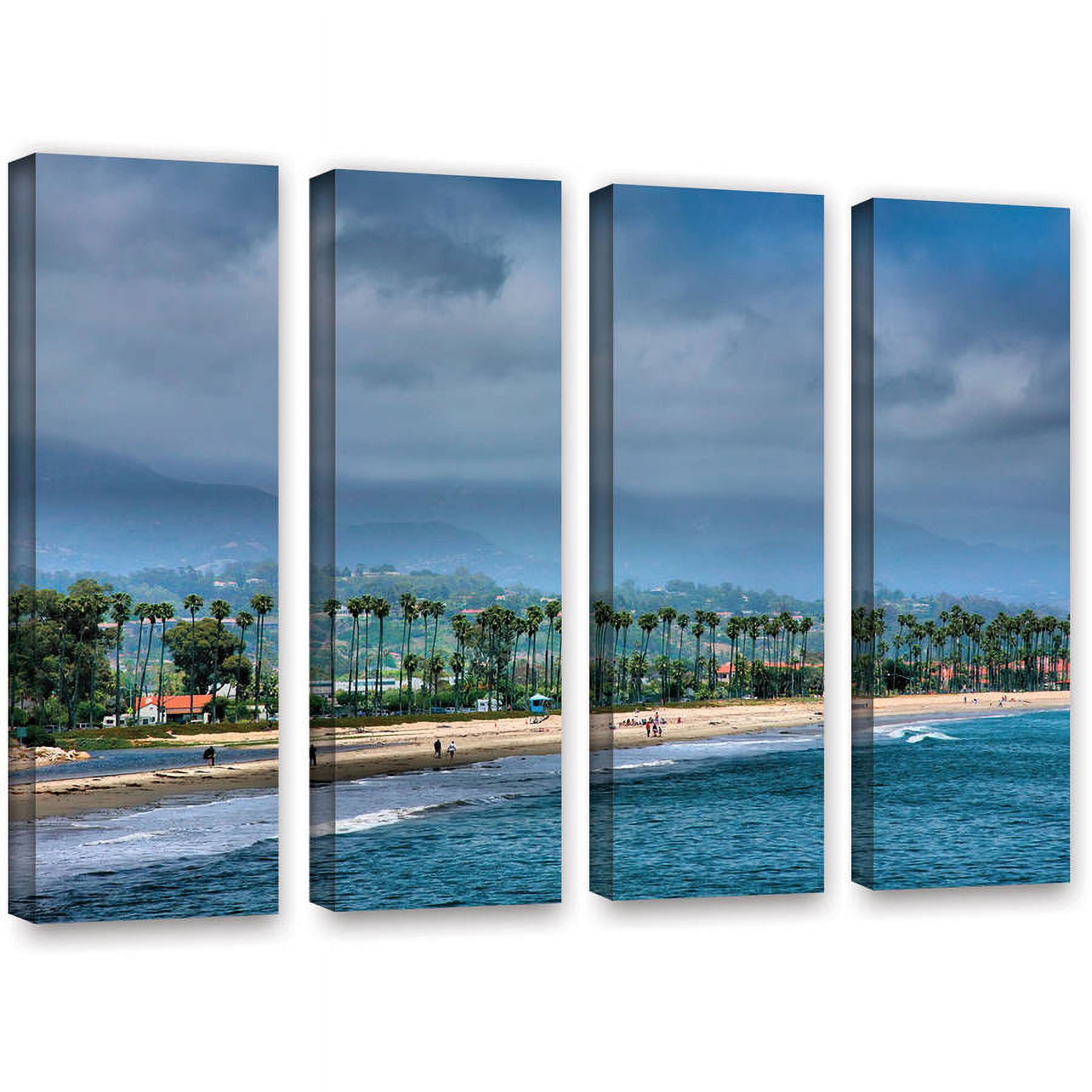 ArtWall Steve Ainsworth "The Beach at Santa Barbara" 4-Piece Gallery-Wrapped Canvas Set