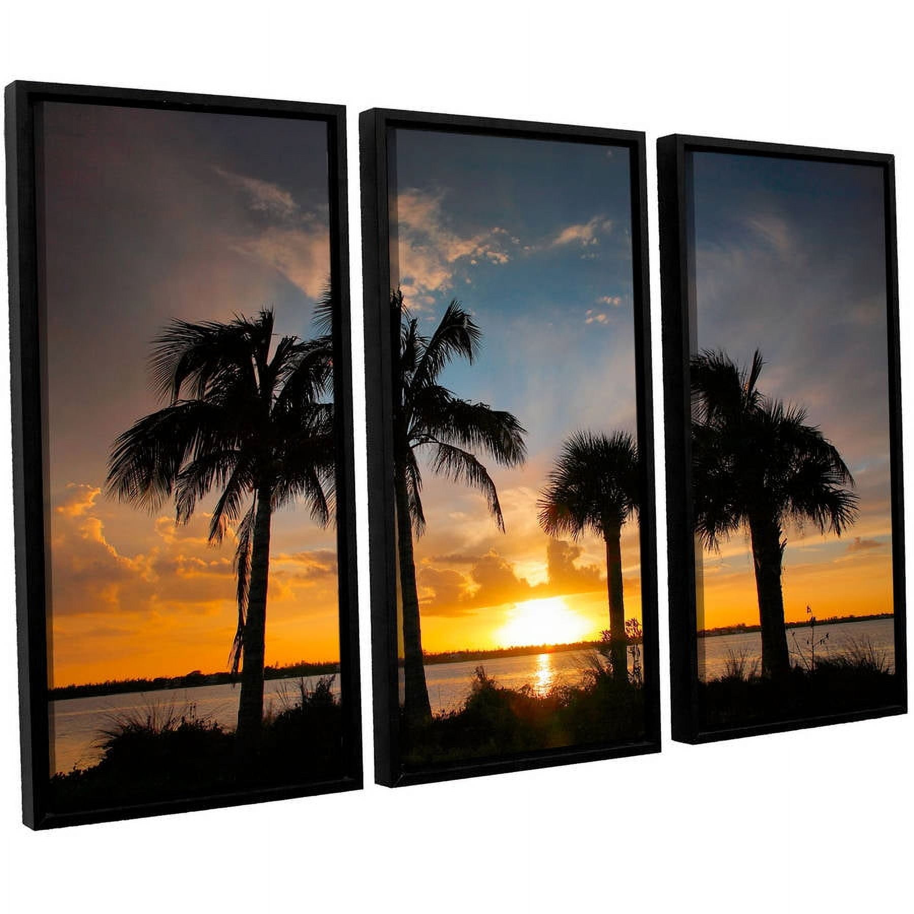 ArtWall Steve Ainsworth "Tropical Sunset" 3-Piece Floater-framed Canvas Set
