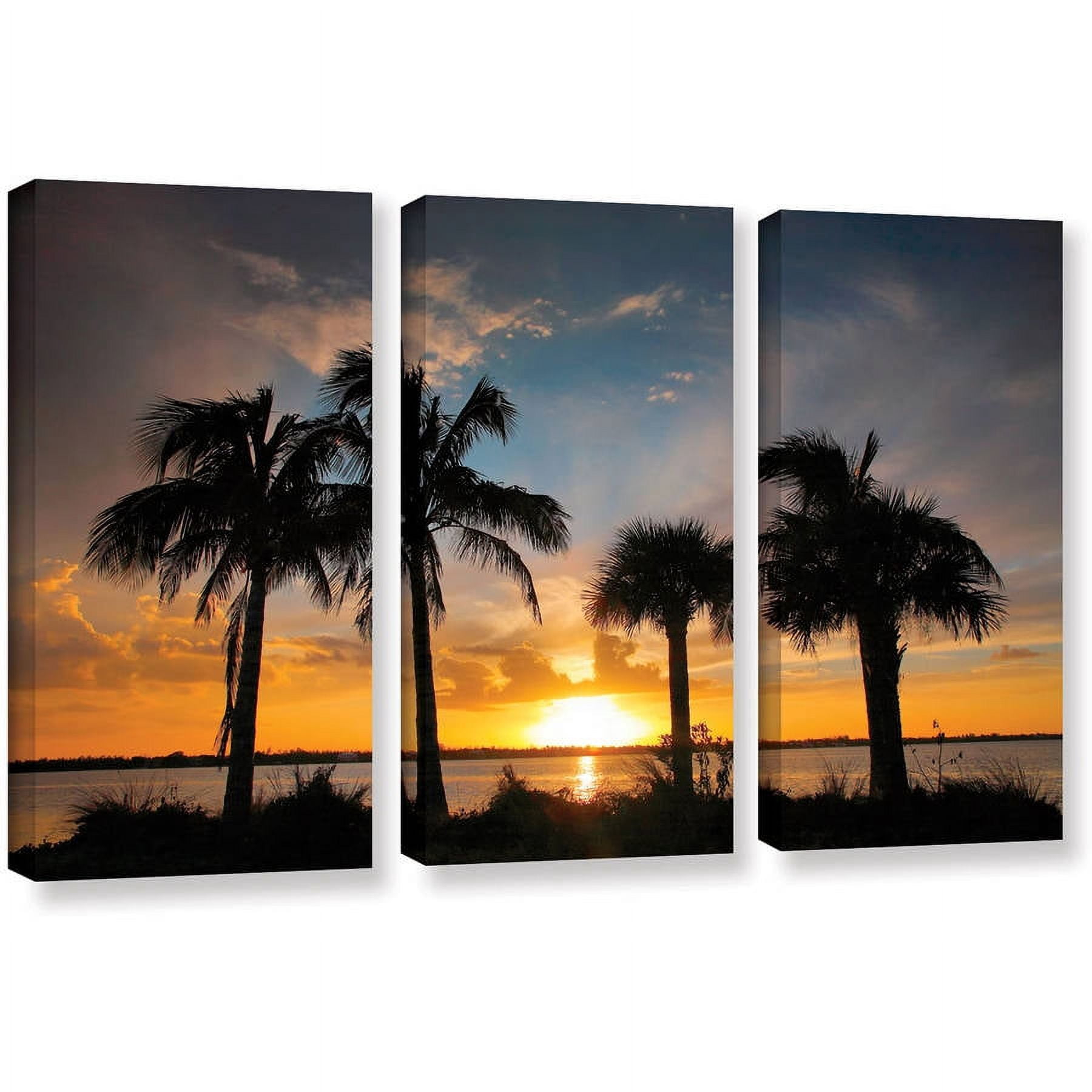 ArtWall Steve Ainsworth "Tropical Sunset" 3-Piece Gallery-wrapped Canvas Set