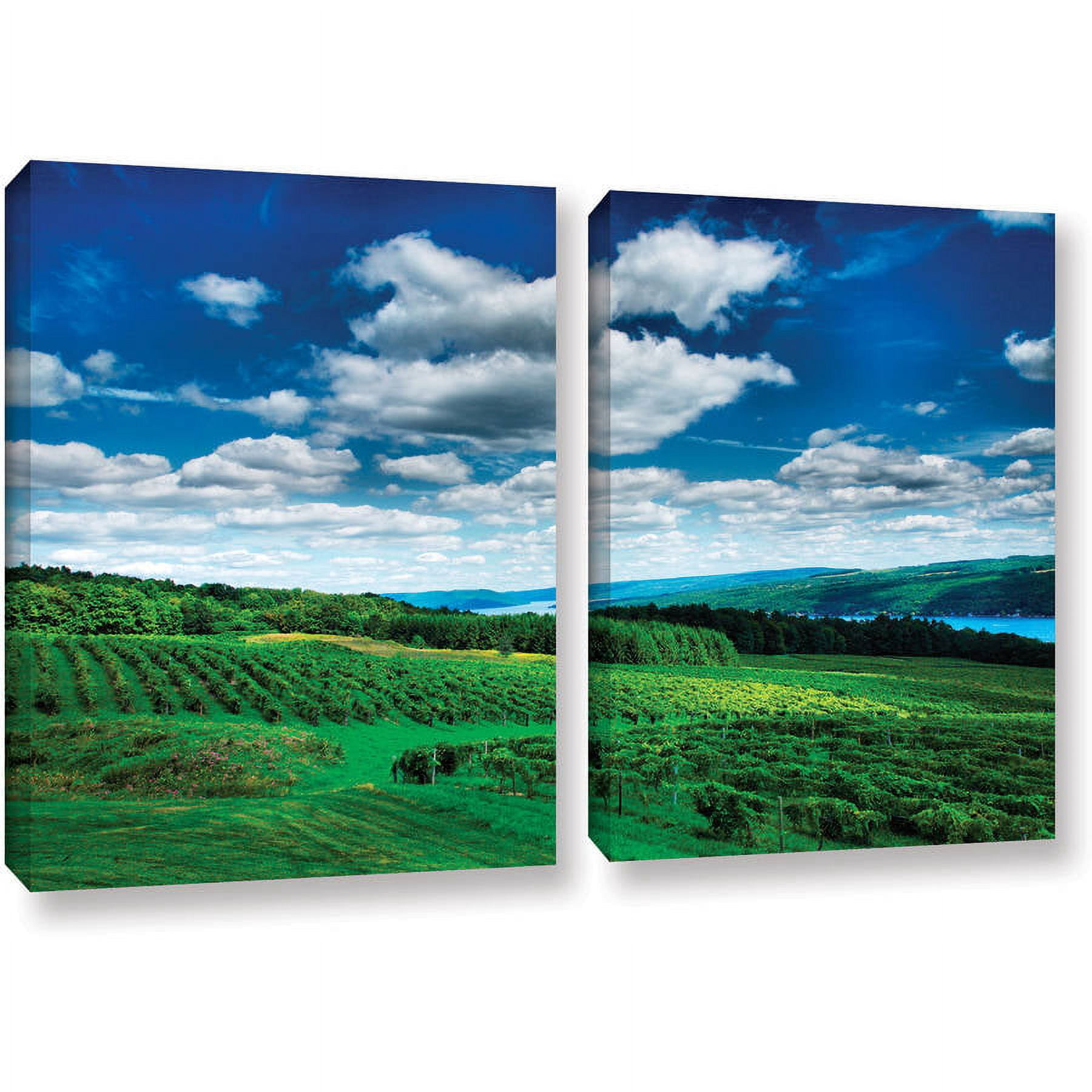 ArtWall Steve Ainsworth "Vineyard and Lake" 2-Piece Gallery-Wrapped Canvas Set