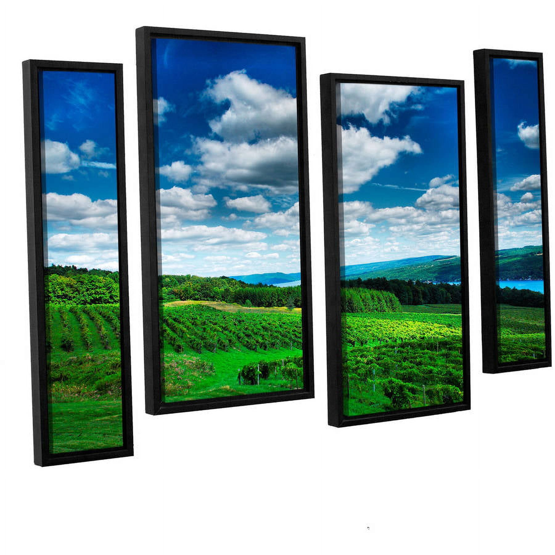 ArtWall Steve Ainsworth "Vineyard and Lake" 4-Piece Floater Framed Canvas Staggered Set
