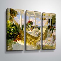 ArtWall Summer Veranda, 3 Piece Gallery Wrapped Canvas Set by Tim Benjamin