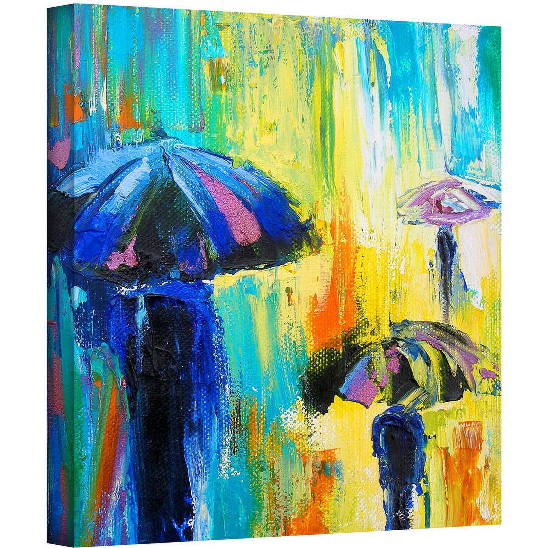ArtWall Susi Franco "Turquoise Rain" Gallery-wrapped Canvas