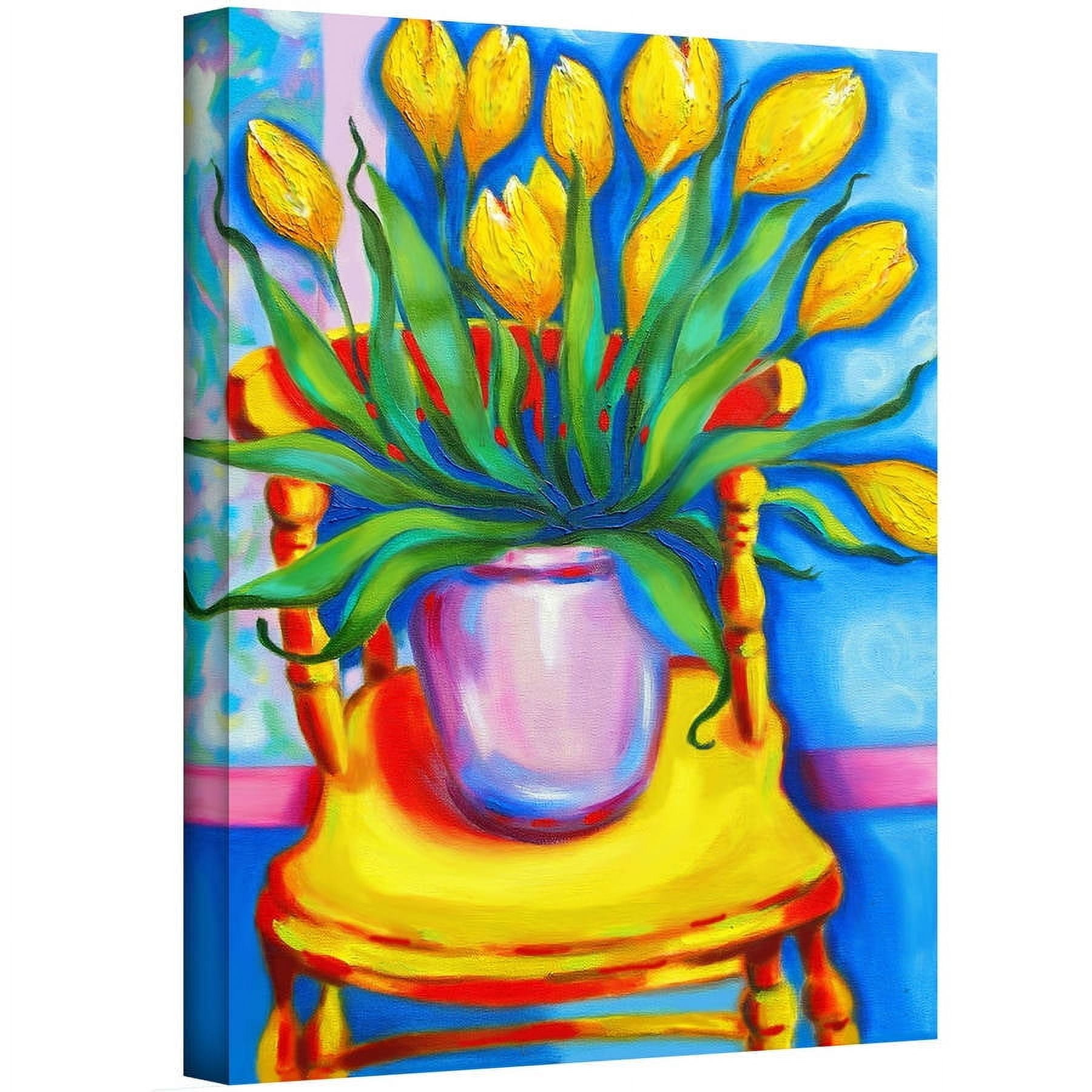 ArtWall Susi Franco "Yellow Tulips in van Gogh's Chair" Gallery-wrapped Canvas